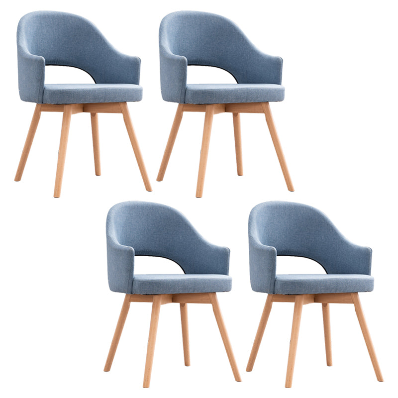 Modern Linen Dining Chair Open Back Dining Side Furniture with Wood Legs in Matte Finish Light Blue 4 Piece Set Clearhalo 'Dining Chairs' 'Dining Tables & Seating' 'dining_chair' 'furn' 'furn_dining_chair' 'Furniture' 'Kitchen & Dining Furniture' 5339742