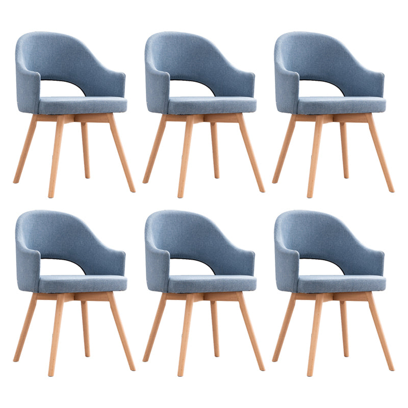 Modern Linen Dining Chair Open Back Dining Side Furniture with Wood Legs in Matte Finish Light Blue 6 Piece Set Clearhalo 'Dining Chairs' 'Dining Tables & Seating' 'dining_chair' 'furn' 'furn_dining_chair' 'Furniture' 'Kitchen & Dining Furniture' 5339743