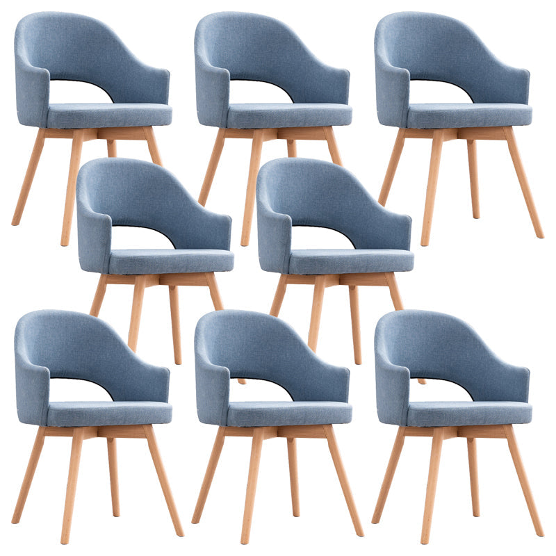 Modern Linen Dining Chair Open Back Dining Side Furniture with Wood Legs in Matte Finish Light Blue 8 Piece Set Clearhalo 'Dining Chairs' 'Dining Tables & Seating' 'dining_chair' 'furn' 'furn_dining_chair' 'Furniture' 'Kitchen & Dining Furniture' 5339744