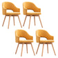 Modern Linen Dining Chair Open Back Dining Side Furniture with Wood Legs in Matte Finish Yellow 4 Piece Set Clearhalo 'Dining Chairs' 'Dining Tables & Seating' 'dining_chair' 'furn' 'furn_dining_chair' 'Furniture' 'Kitchen & Dining Furniture' 5339750