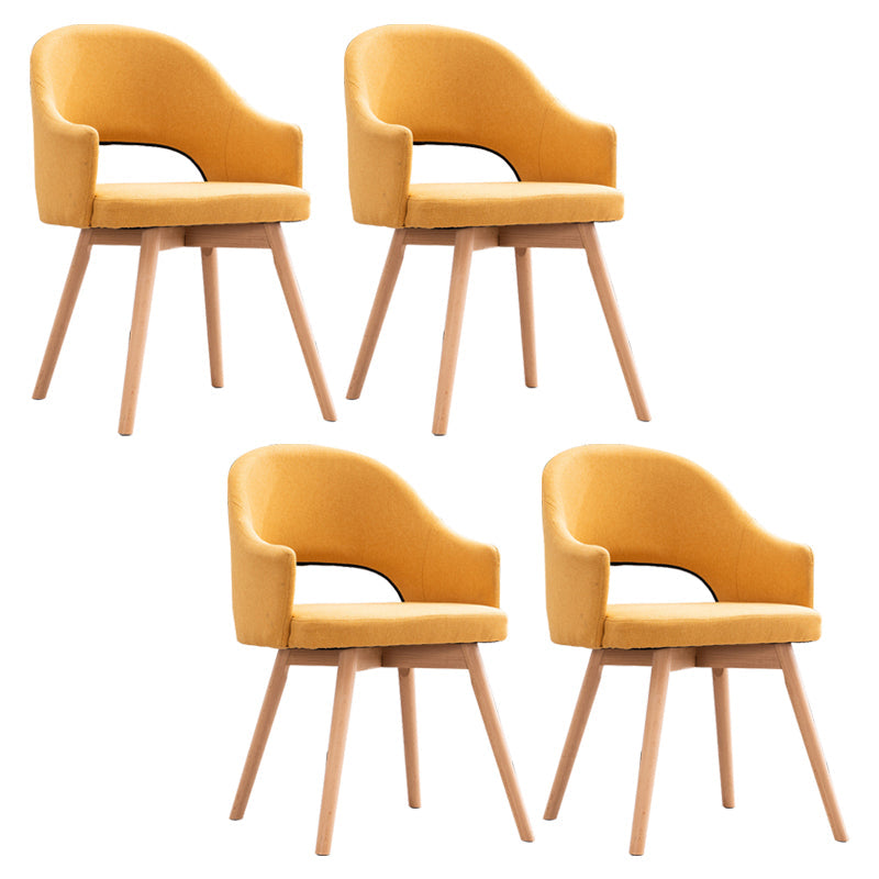 Moderner Leinen Essstuhl offenen Essnebel Möbeln mit Holzbeinen in mattem Finish