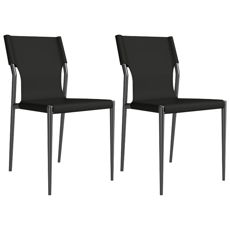 Leather Dining Chair Industrial Dining Side Chair with Black Legs Black 2 Piece Set Clearhalo 'Dining Chairs' 'Dining Tables & Seating' 'dining_chair' 'furn' 'furn_dining_chair' 'Furniture' 'Kitchen & Dining Furniture' 5339762