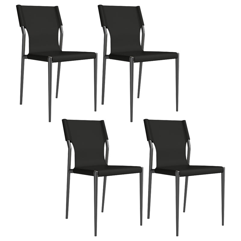 Leather Dining Chair Industrial Dining Side Chair with Black Legs Black 4 Piece Set Clearhalo 'Dining Chairs' 'Dining Tables & Seating' 'dining_chair' 'furn' 'furn_dining_chair' 'Furniture' 'Kitchen & Dining Furniture' 5339765