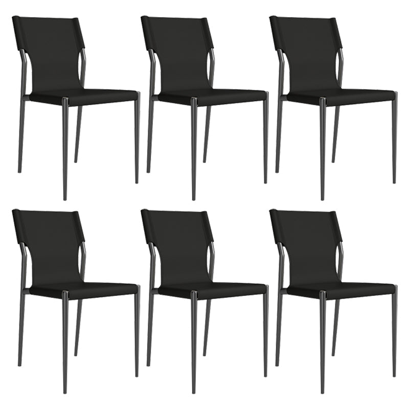 Leather Dining Chair Industrial Dining Side Chair with Black Legs Black 6 Piece Set Clearhalo 'Dining Chairs' 'Dining Tables & Seating' 'dining_chair' 'furn' 'furn_dining_chair' 'Furniture' 'Kitchen & Dining Furniture' 5339766