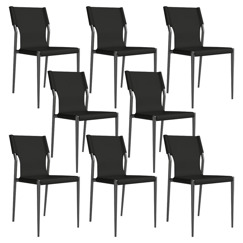 Leather Dining Chair Industrial Dining Side Chair with Black Legs Black 8 Piece Set Clearhalo 'Dining Chairs' 'Dining Tables & Seating' 'dining_chair' 'furn' 'furn_dining_chair' 'Furniture' 'Kitchen & Dining Furniture' 5339768