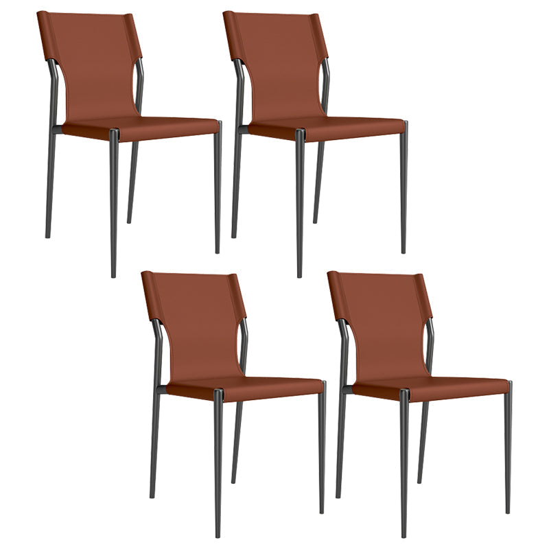 Leather Dining Chair Industrial Dining Side Chair with Black Legs Red 4 Piece Set Clearhalo 'Dining Chairs' 'Dining Tables & Seating' 'dining_chair' 'furn' 'furn_dining_chair' 'Furniture' 'Kitchen & Dining Furniture' 5339770