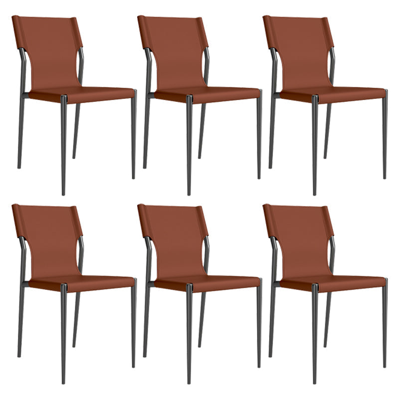Leather Dining Chair Industrial Dining Side Chair with Black Legs Red 6 Piece Set Clearhalo 'Dining Chairs' 'Dining Tables & Seating' 'dining_chair' 'furn' 'furn_dining_chair' 'Furniture' 'Kitchen & Dining Furniture' 5339771