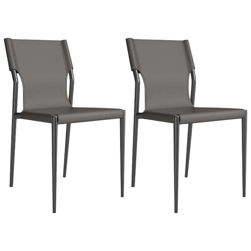 Leather Dining Chair Industrial Dining Side Chair with Black Legs Grey 2 Piece Set Clearhalo 'Dining Chairs' 'Dining Tables & Seating' 'dining_chair' 'furn' 'furn_dining_chair' 'Furniture' 'Kitchen & Dining Furniture' 5339773