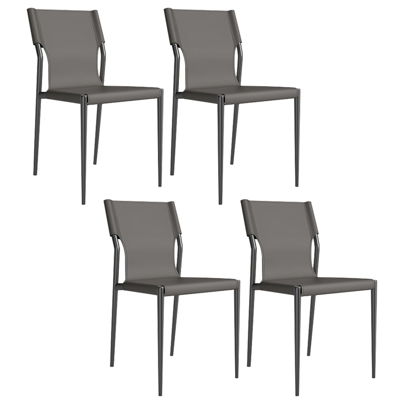 Leather Dining Chair Industrial Dining Side Chair with Black Legs Grey 4 Piece Set Clearhalo 'Dining Chairs' 'Dining Tables & Seating' 'dining_chair' 'furn' 'furn_dining_chair' 'Furniture' 'Kitchen & Dining Furniture' 5339774