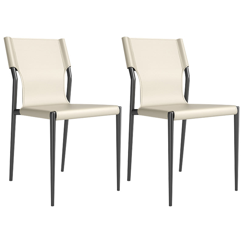 Leather Dining Chair Industrial Dining Side Chair with Black Legs White 2 Piece Set Clearhalo 'Dining Chairs' 'Dining Tables & Seating' 'dining_chair' 'furn' 'furn_dining_chair' 'Furniture' 'Kitchen & Dining Furniture' 5339777