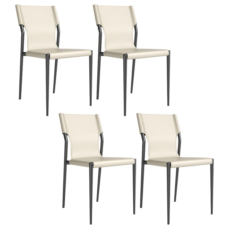 Leather Dining Chair Industrial Dining Side Chair with Black Legs White 4 Piece Set Clearhalo 'Dining Chairs' 'Dining Tables & Seating' 'dining_chair' 'furn' 'furn_dining_chair' 'Furniture' 'Kitchen & Dining Furniture' 5339778