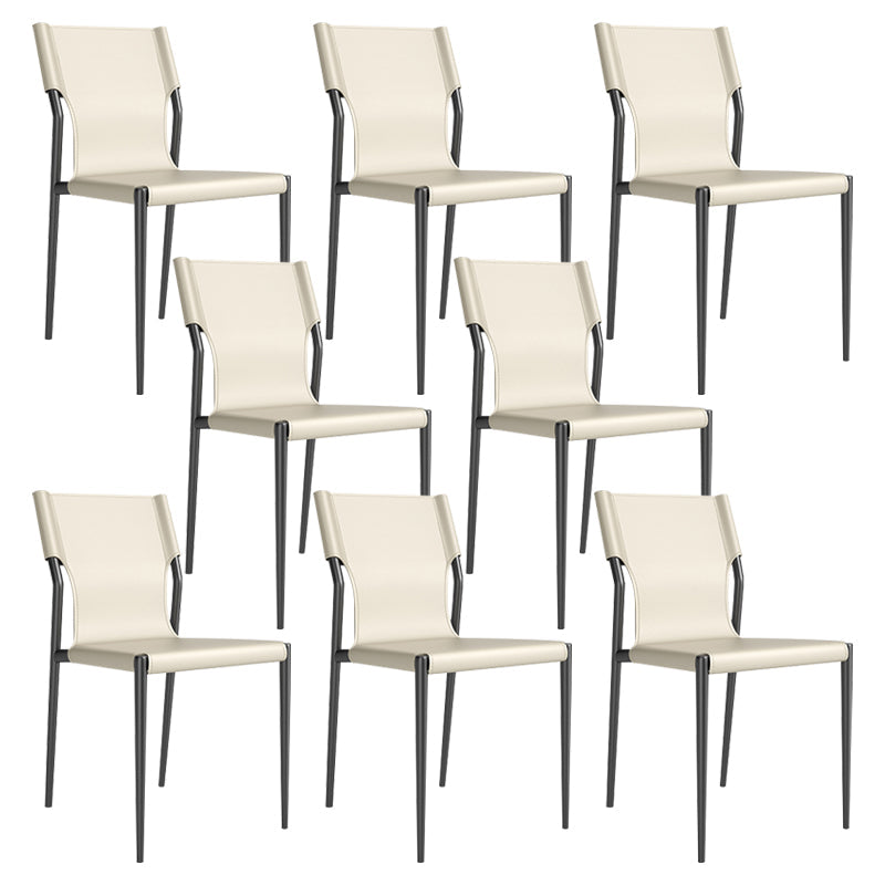 Leather Dining Chair Industrial Dining Side Chair with Black Legs White 8 Piece Set Clearhalo 'Dining Chairs' 'Dining Tables & Seating' 'dining_chair' 'furn' 'furn_dining_chair' 'Furniture' 'Kitchen & Dining Furniture' 5339780