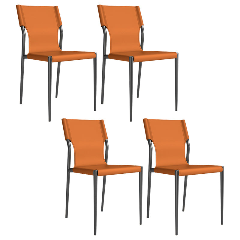 Leather Dining Chair Industrial Dining Side Chair with Black Legs Orange 4 Piece Set Clearhalo 'Dining Chairs' 'Dining Tables & Seating' 'dining_chair' 'furn' 'furn_dining_chair' 'Furniture' 'Kitchen & Dining Furniture' 5339782