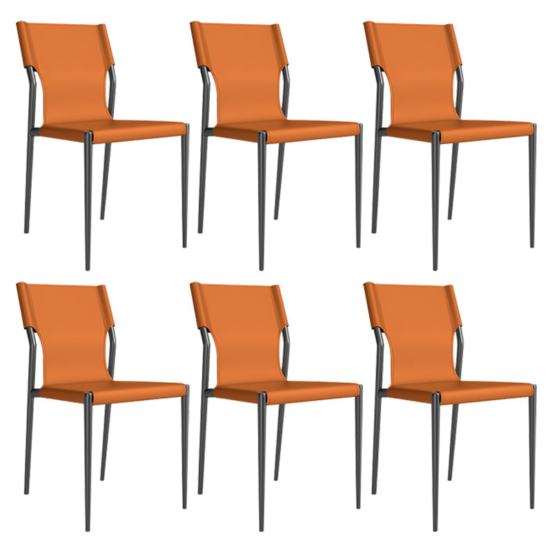 Leather Dining Chair Industrial Dining Side Chair with Black Legs Orange 6 Piece Set Clearhalo 'Dining Chairs' 'Dining Tables & Seating' 'dining_chair' 'furn' 'furn_dining_chair' 'Furniture' 'Kitchen & Dining Furniture' 5339783