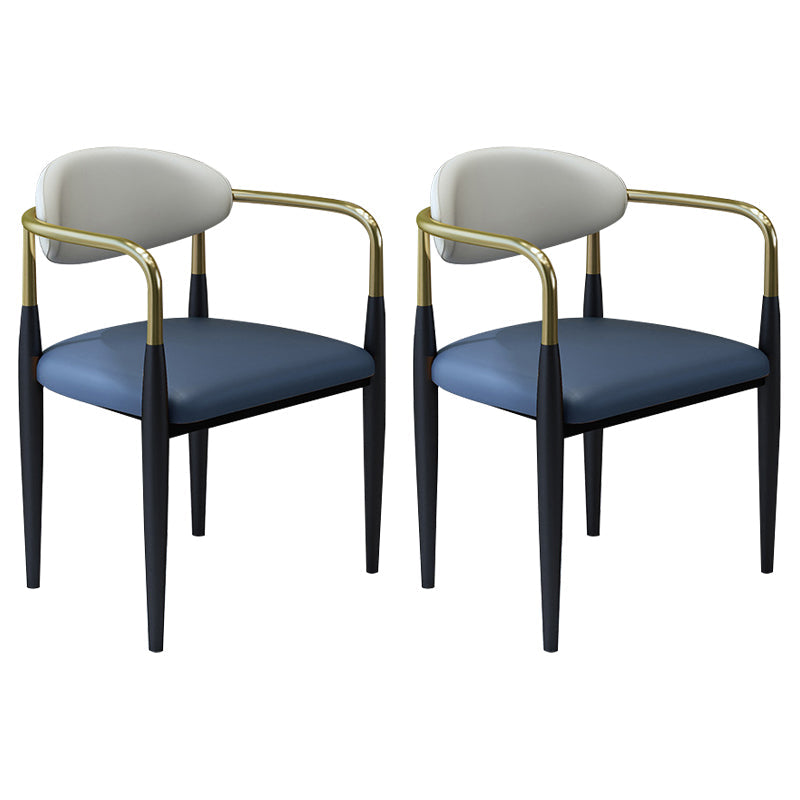 モダンなフェイクレザーダイニングチェアオープンバックダイニングサイド家具マット仕上げの家のための仕上げ