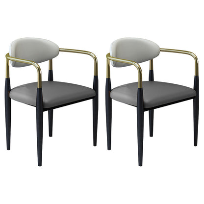 モダンなフェイクレザーダイニングチェアオープンバックダイニングサイド家具マット仕上げの家のための仕上げ