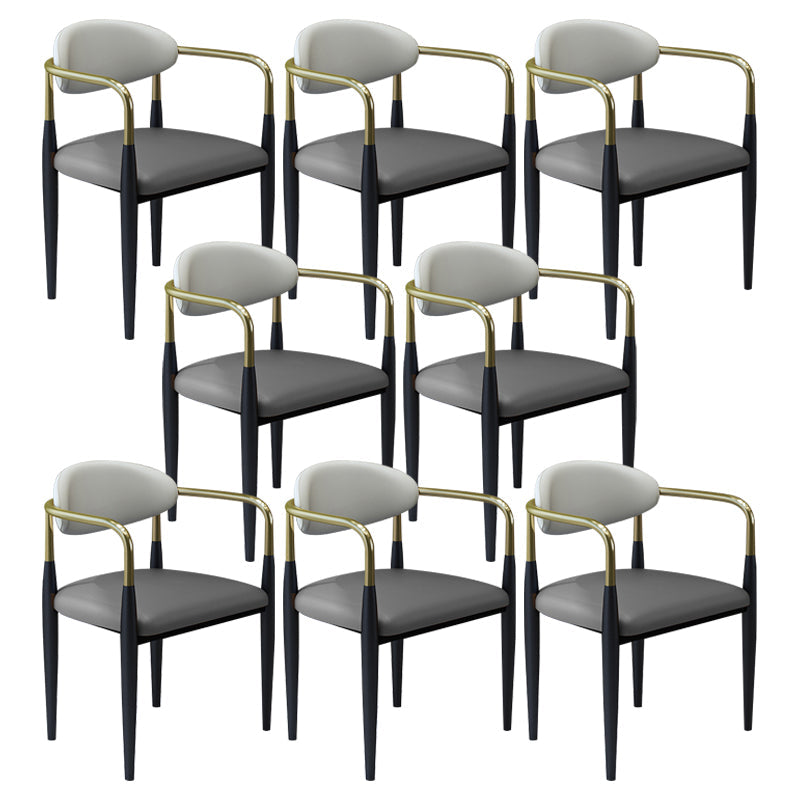 モダンなフェイクレザーダイニングチェアオープンバックダイニングサイド家具マット仕上げの家のための仕上げ