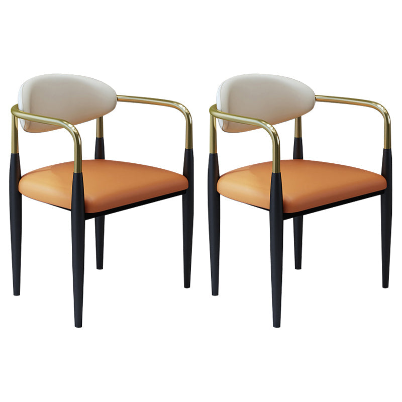 モダンなフェイクレザーダイニングチェアオープンバックダイニングサイド家具マット仕上げの家のための仕上げ