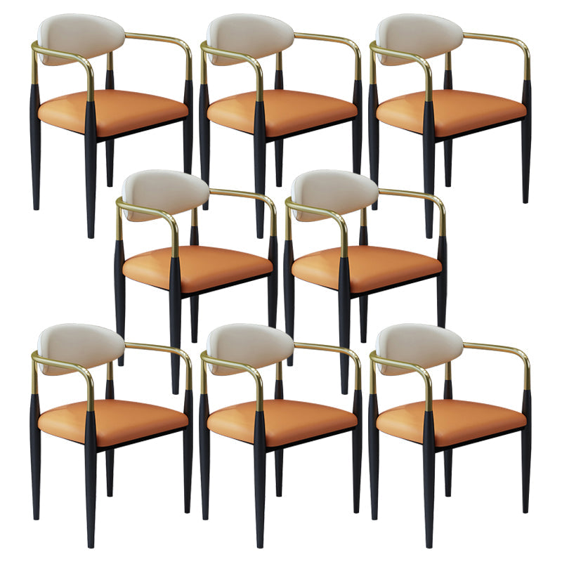 モダンなフェイクレザーダイニングチェアオープンバックダイニングサイド家具マット仕上げの家のための仕上げ