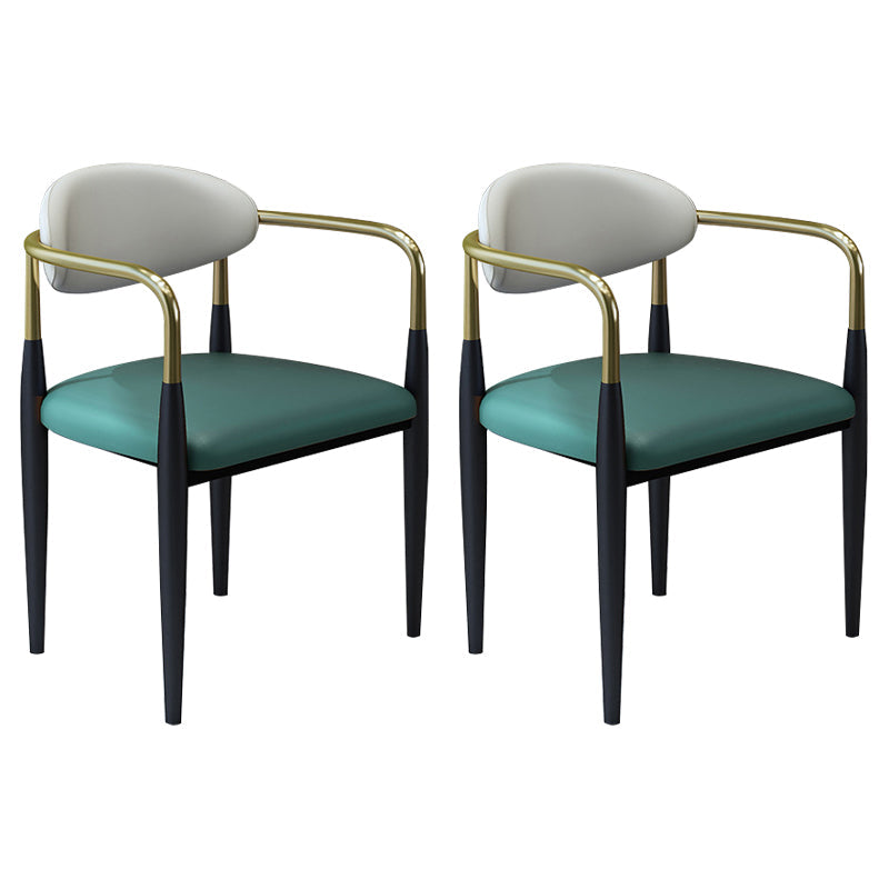 モダンなフェイクレザーダイニングチェアオープンバックダイニングサイド家具マット仕上げの家のための仕上げ