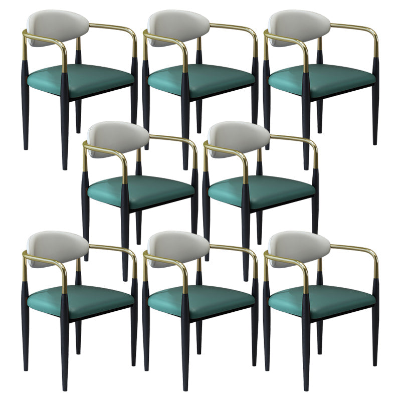 モダンなフェイクレザーダイニングチェアオープンバックダイニングサイド家具マット仕上げの家のための仕上げ