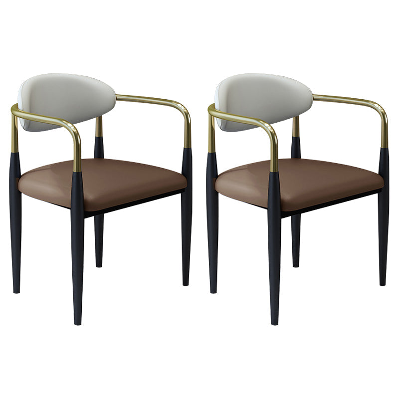 モダンなフェイクレザーダイニングチェアオープンバックダイニングサイド家具マット仕上げの家のための仕上げ