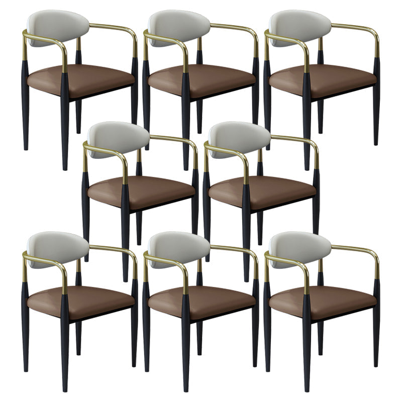 モダンなフェイクレザーダイニングチェアオープンバックダイニングサイド家具マット仕上げの家のための仕上げ