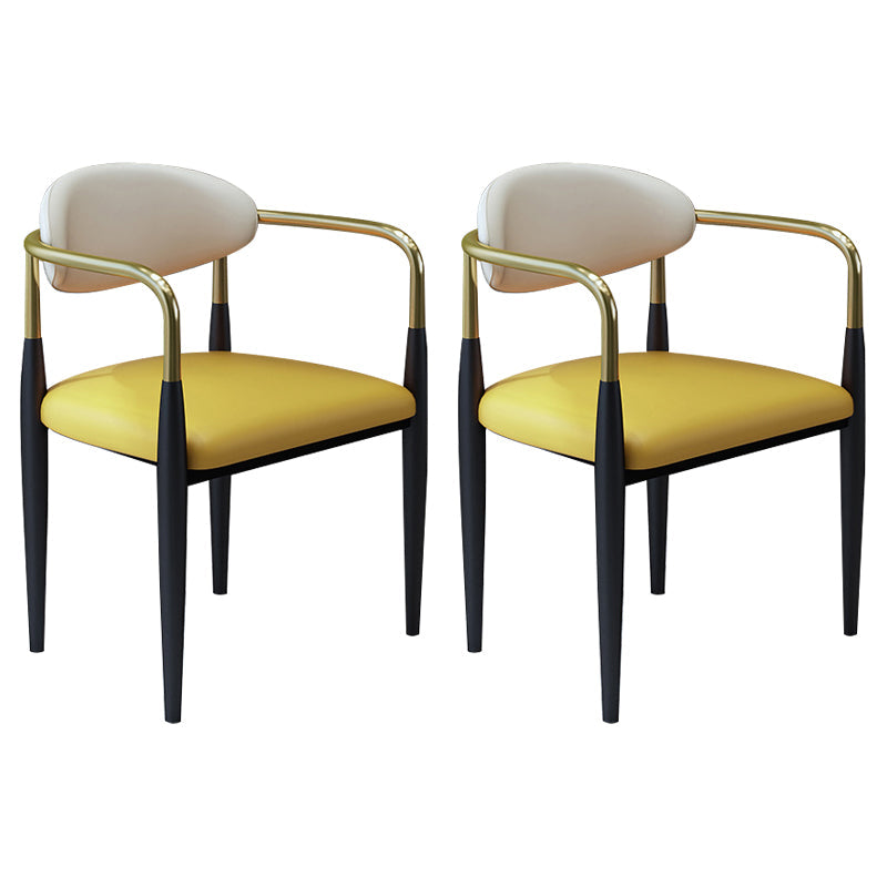 モダンなフェイクレザーダイニングチェアオープンバックダイニングサイド家具マット仕上げの家のための仕上げ