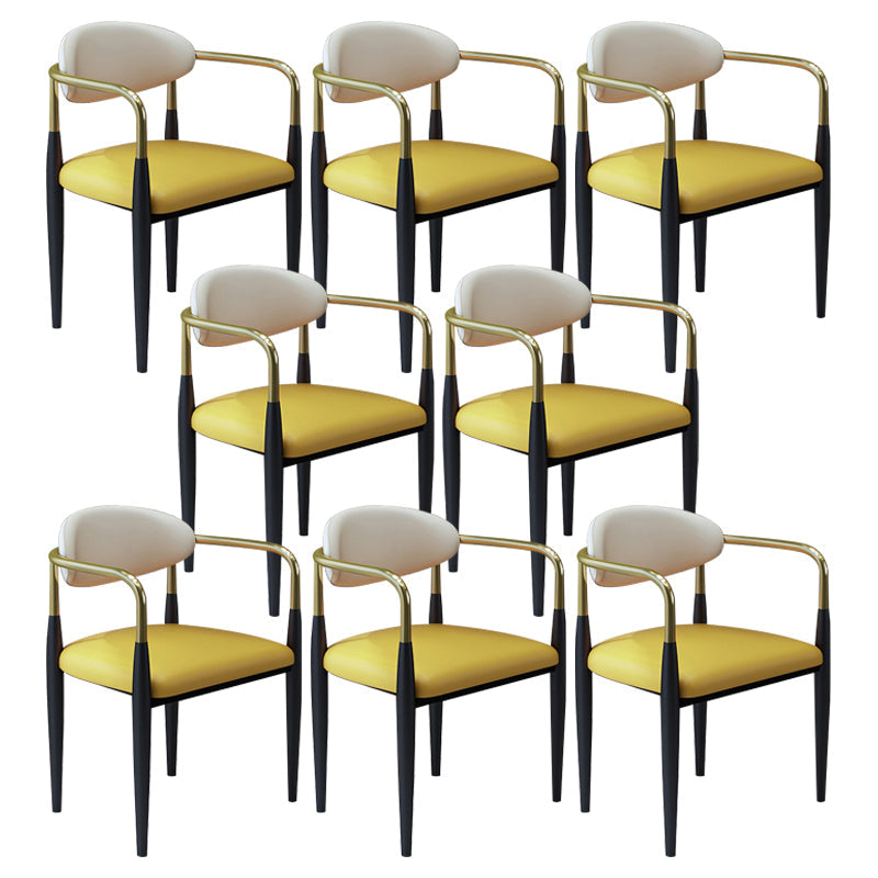 モダンなフェイクレザーダイニングチェアオープンバックダイニングサイド家具マット仕上げの家のための仕上げ