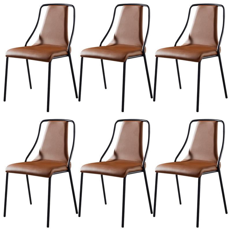 Leather Dining Chair Industrial Armless Dining Chair for Dining Room