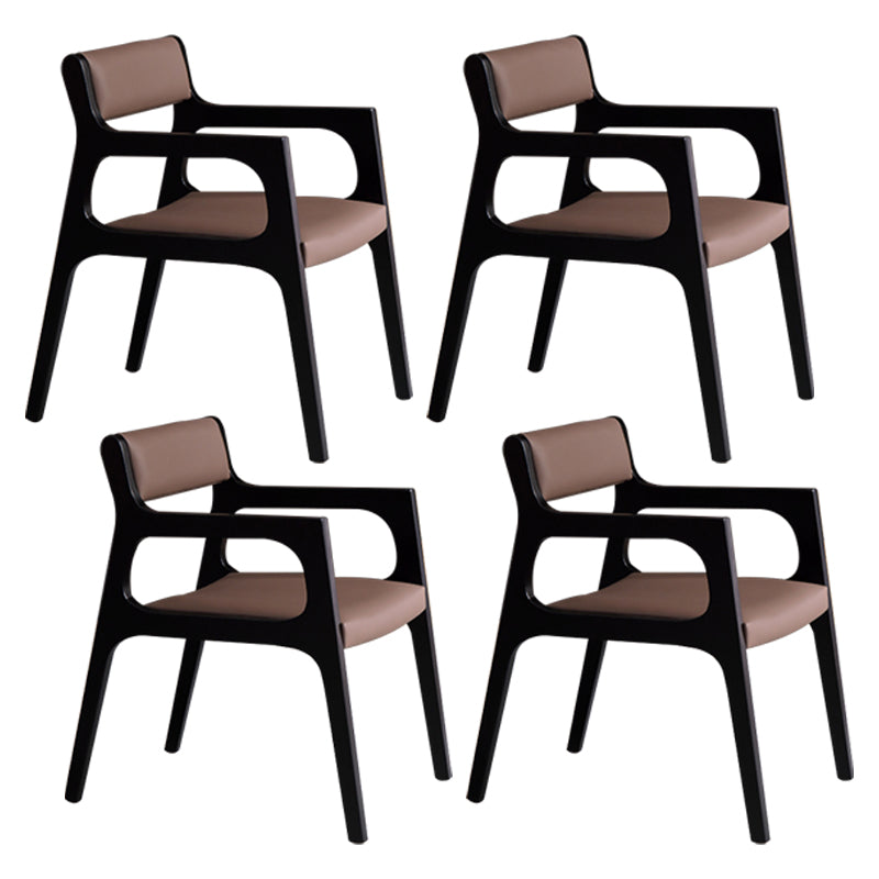 Modern Upholstered Dining Arm Chair Solid Wood Chair with Black Legs