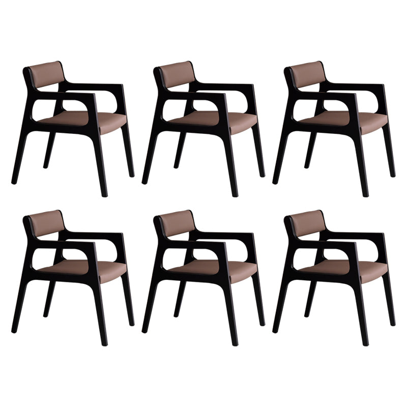 Modern Upholstered Dining Arm Chair Solid Wood Chair with Black Legs
