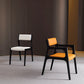 Modern Upholstered Dining Arm Chair Solid Wood Chair with Black Legs
