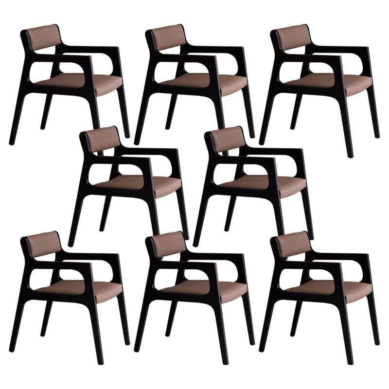 Modern Upholstered Dining Arm Chair Solid Wood Chair with Black Legs