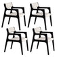 Modern Upholstered Dining Arm Chair Solid Wood Chair with Black Legs