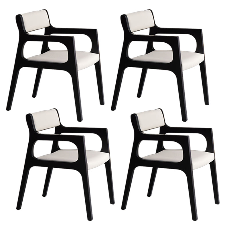 Modern Upholstered Dining Arm Chair Solid Wood Chair with Black Legs