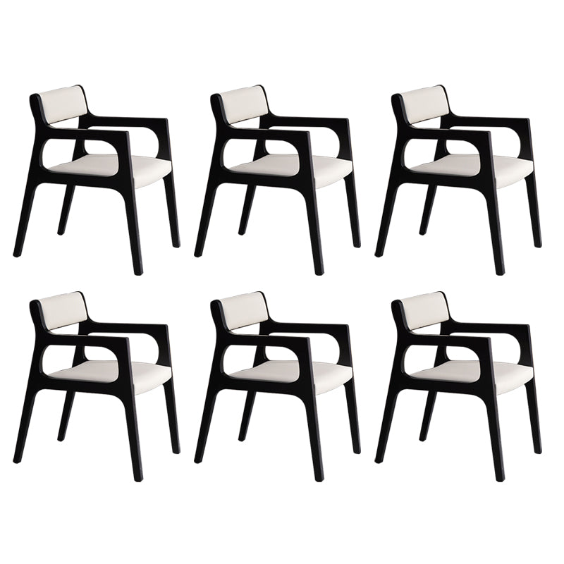 Modern Upholstered Dining Arm Chair Solid Wood Chair with Black Legs