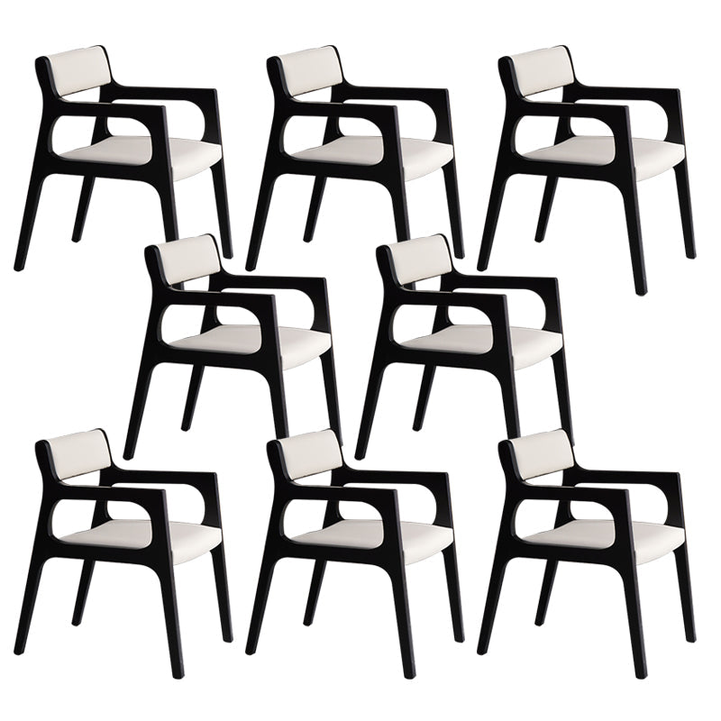 Modern Upholstered Dining Arm Chair Solid Wood Chair with Black Legs