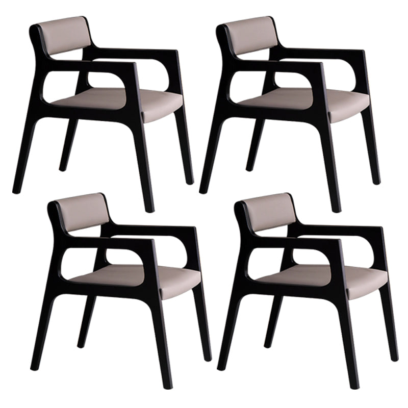 Modern Upholstered Dining Arm Chair Solid Wood Chair with Black Legs