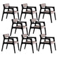 Modern Upholstered Dining Arm Chair Solid Wood Chair with Black Legs