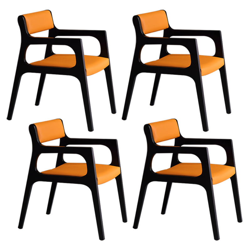 Modern Upholstered Dining Arm Chair Solid Wood Chair with Black Legs