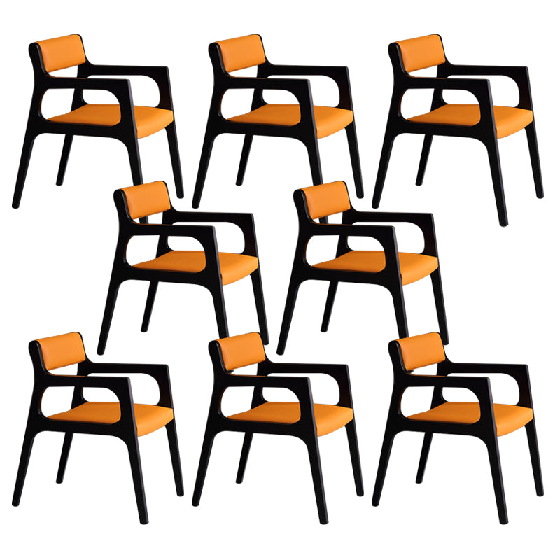 Modern Upholstered Dining Arm Chair Solid Wood Chair with Black Legs