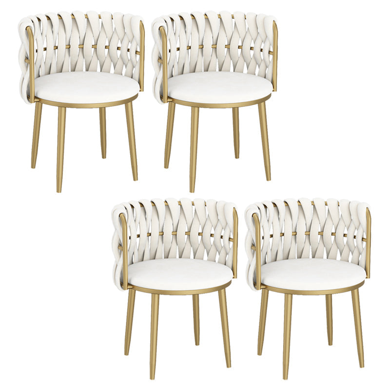 Velvet Upholstered Dining Chair Modern Furniture in Matte Finish for Indoor Off-White 4 Piece Set Clearhalo 'Dining Chairs' 'Dining Tables & Seating' 'dining_chair' 'furn' 'furn_dining_chair' 'Furniture' 'Kitchen & Dining Furniture' 5340025