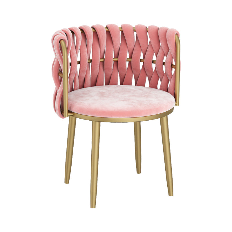 Velvet Upholstered Dining Chair Modern Furniture in Matte Finish for Indoor Pinkish Red 1 Piece Clearhalo 'Dining Chairs' 'Dining Tables & Seating' 'dining_chair' 'furn' 'furn_dining_chair' 'Furniture' 'Kitchen & Dining Furniture' 5340028