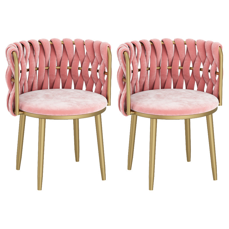 Velvet Upholstered Dining Chair Modern Furniture in Matte Finish for Indoor Pinkish Red 2 Piece Set Clearhalo 'Dining Chairs' 'Dining Tables & Seating' 'dining_chair' 'furn' 'furn_dining_chair' 'Furniture' 'Kitchen & Dining Furniture' 5340029