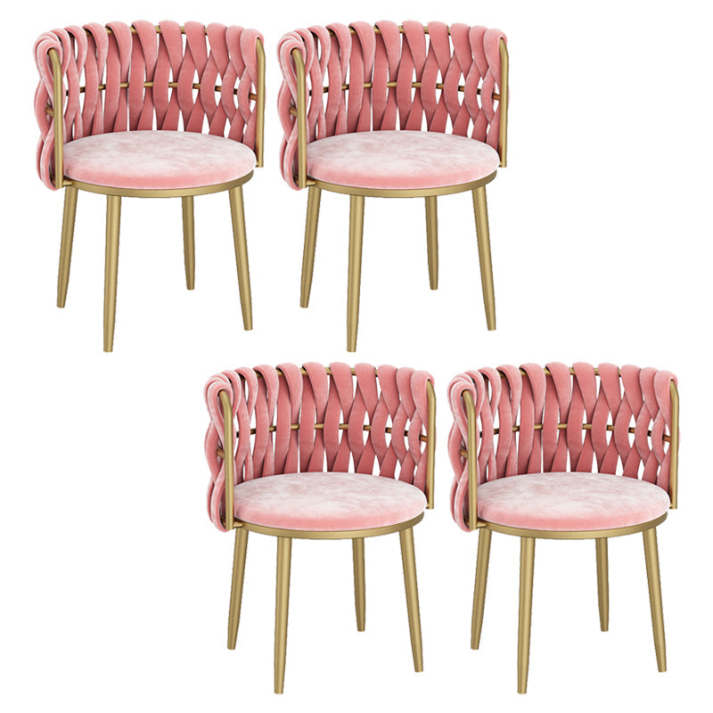 Velvet Upholstered Dining Chair Modern Furniture in Matte Finish for Indoor Pinkish Red 4 Piece Set Clearhalo 'Dining Chairs' 'Dining Tables & Seating' 'dining_chair' 'furn' 'furn_dining_chair' 'Furniture' 'Kitchen & Dining Furniture' 5340030