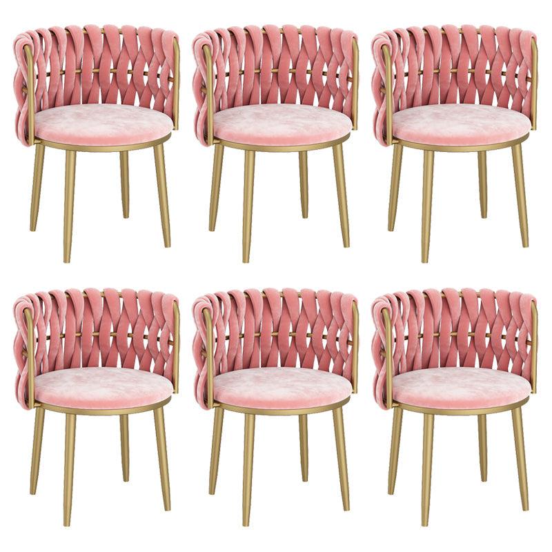 Velvet Upholstered Dining Chair Modern Furniture in Matte Finish for Indoor Pinkish Red 6 Piece Set Clearhalo 'Dining Chairs' 'Dining Tables & Seating' 'dining_chair' 'furn' 'furn_dining_chair' 'Furniture' 'Kitchen & Dining Furniture' 5340031