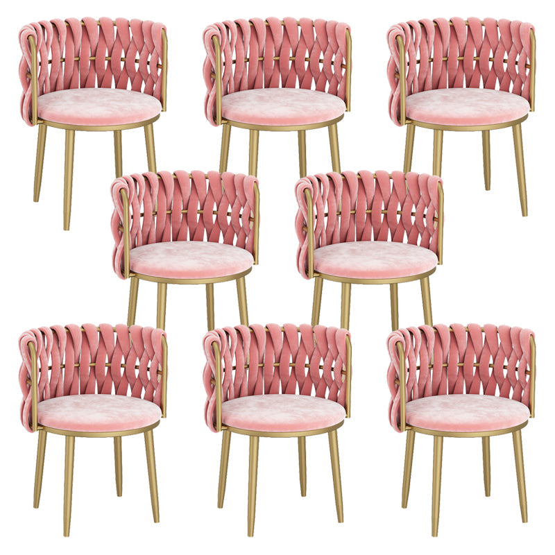 Velvet Upholstered Dining Chair Modern Furniture in Matte Finish for Indoor Pinkish Red 8 Piece Set Clearhalo 'Dining Chairs' 'Dining Tables & Seating' 'dining_chair' 'furn' 'furn_dining_chair' 'Furniture' 'Kitchen & Dining Furniture' 5340032