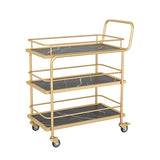 33.86"H Rolling Modern Prep Table Metal Rectangular Prep Table for Dining Room