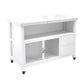 33.46" High Rolling Industrial Kitchen Island Stone Kitchen Island Table White Clearhalo 'furn' 'furn_kitchen_islands_carts' 'Furniture' 'Kitchen & Dining Furniture' 'Kitchen Islands & Carts' 'kitchen_islands_carts' 5340065
